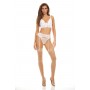 BOMBSHELL BOUDOIR PEEK A BOO WIRE 3 PC SET WHITE, L