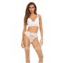 BOMBSHELL BOUDOIR PEEK A BOO WIRE 3 PC SET WHITE, L