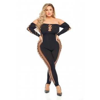 DIAMOND DRIPPIN BODYSTOCKING BLACK, QUEEN