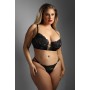 WETLOOK LONGLINE UNDERWIRE BRA & STRAPPY PANTY, QS