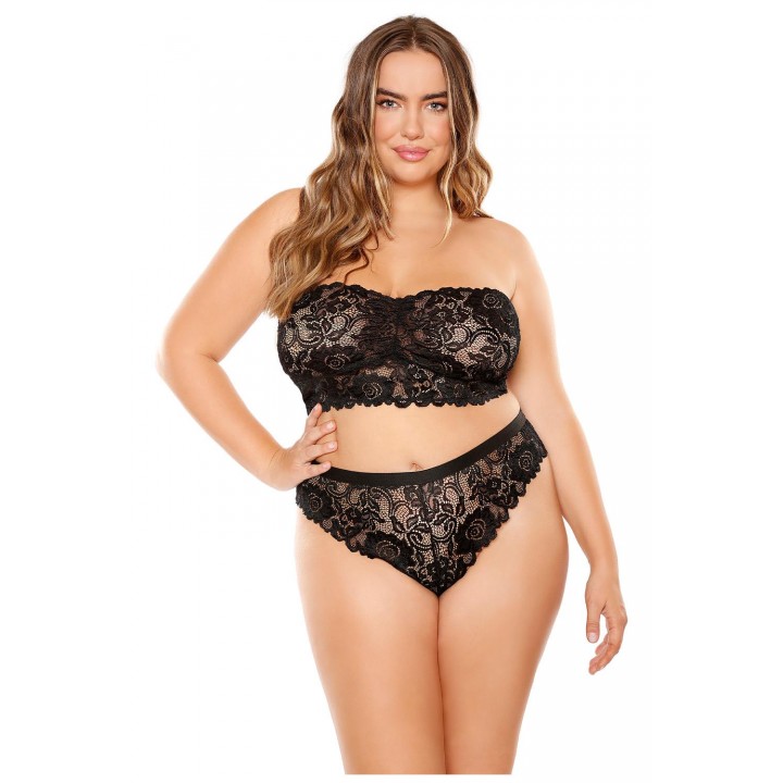 PERFECT MATCH SCALLOPED LACE BANDEAU & CHEEKY PANTY, QS