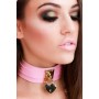 KINKY DIVA HEART LOCK & KEY COLLAR PINK/GOLD