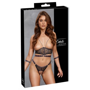 Seksīgs apakšveļas komplekts Cottelli Bondage, melns