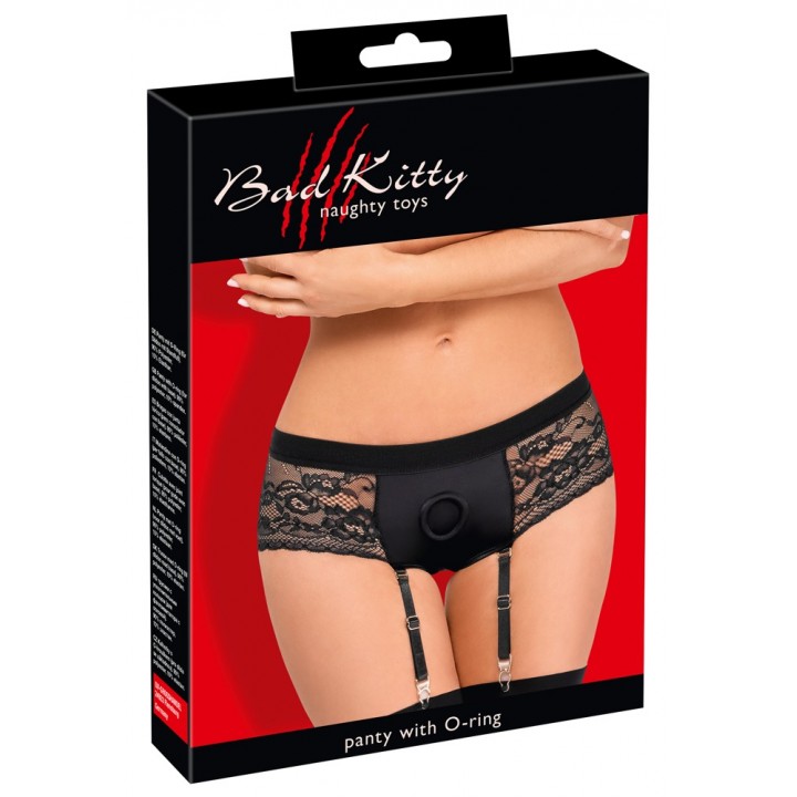 Biksītes ar siksniņām Bad Kitty Strap-on, melnas, M, M