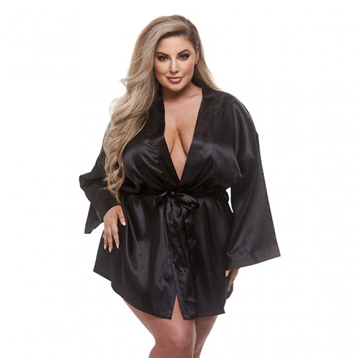 Halāts ALL SATIN ROBE, melns, XL