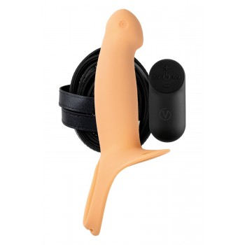 Strap-on Virgite Hollow Strap Vibrating H3 S, smėlio spalvos Strap-on Virgite Hollow Strap Vibrating H3 S, smėlio spalvos