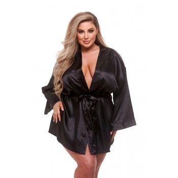 Halāts ALL SATIN ROBE, melns, XL