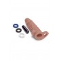 SIZE UP SILICONE VIBRATING REALISTIC PENIS EXTENDER WITH BALL LOOP TAN