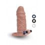 SIZE UP SILICONE VIBRATING REALISTIC PENIS EXTENDER WITH BALL LOOP TAN