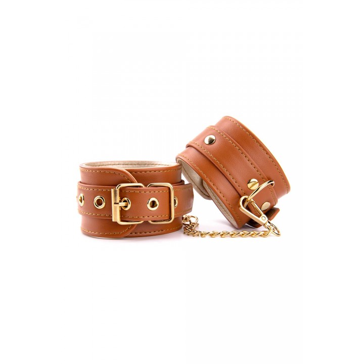 BLAZE ELITE HAND CUFFS COGNAC VEGAN LEATHER