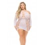 Puspavada mini kleita ar dzīvnieku rakstu izgriezumiem balta Plus Size Pink Lipstick Lingerie