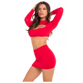 STOP & STARE 2PC SKIRT SET RED, M/L