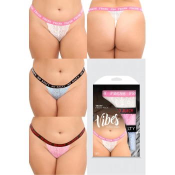 TASTY VIBES PANTY PACK 3 PAIRS OF LACE THONG PANTIES, Q/S