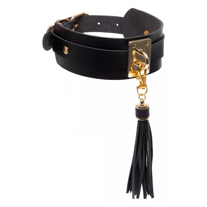 KINKY DIVA TEASING TASSEL COLLAR BLACK/GOLD