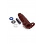 SIZE UP SILICONE VIBRATING REALISTIC PENIS EXTENDER WITH BALL LOOP DARK TAN