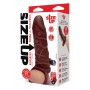 SIZE UP SILICONE VIBRATING REALISTIC PENIS EXTENDER WITH BALL LOOP DARK TAN