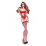 BOMBSHELL BOUDOIR STRAP OVERLAY TEDDY RED, L