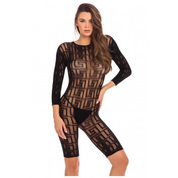 EXOTIC GEOMETRY BODYSTOCKING BLACK, M/L EXOTIC GEOMETRY BODYSTOCKING BLACK, M/L