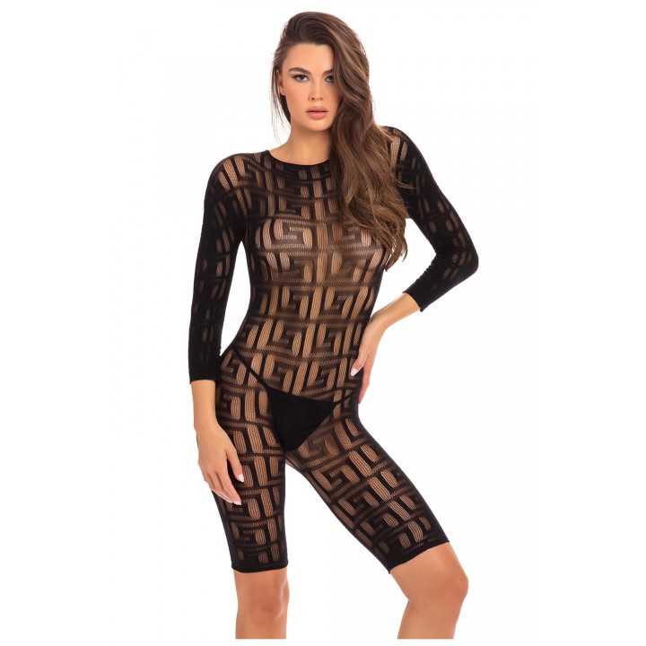 EXOTIC GEOMETRY BODYSTOCKING BLACK, M/L EXOTIC GEOMETRY BODYSTOCKING BLACK, M/L