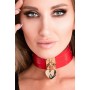 KINKY DIVA HEART LOCK & KEY COLLAR RED/GOLD