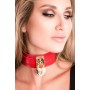 KINKY DIVA HEART LOCK & KEY COLLAR RED/GOLD