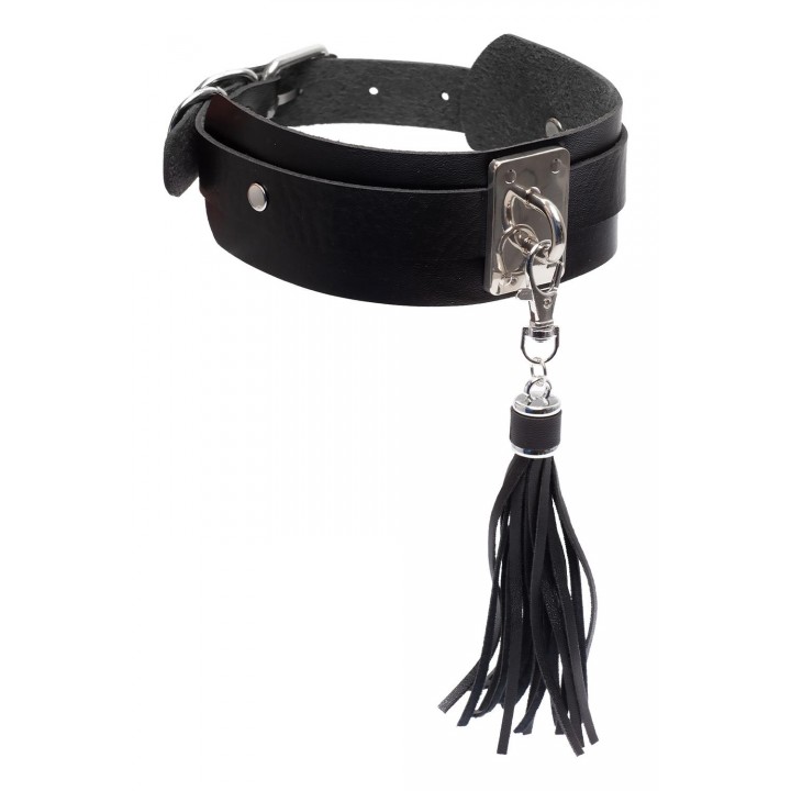 KINKY DIVA TEASING TASSEL COLLAR BLACK/SILVER - Kinky Diva