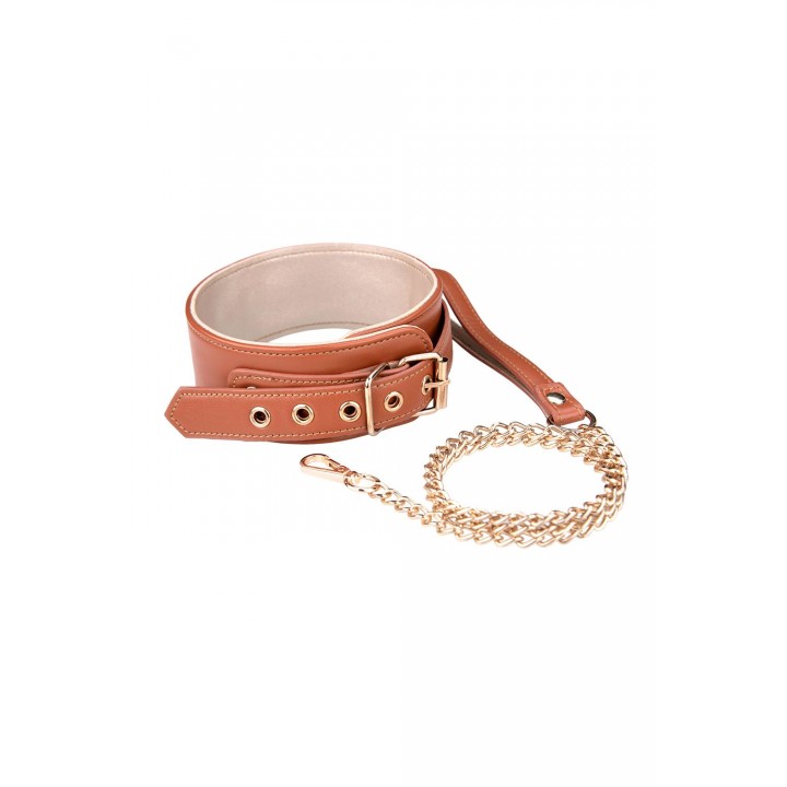 BLAZE ELITE COLLAR AND CHAIN COGNAC VEGAN LEATHER