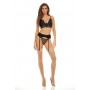 BOMBSHELL BOUDOIR PEEK A BOO WIRE 3 PC SET BLACK, L