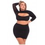 STOP & STARE 2PC SKIRT SET BLACK, 3XL/4XL