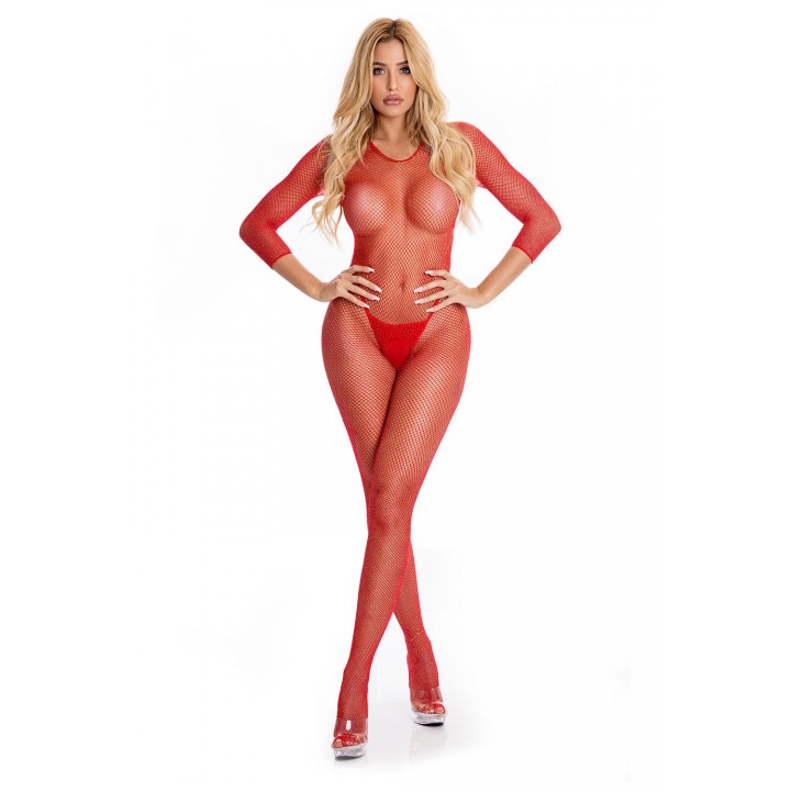 RISQUE CROTCHLESS BODYSTOCKING RED, M/L