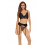 BOMBSHELL BOUDOIR PEEK A BOO WIRE 3 PC SET BLACK, M