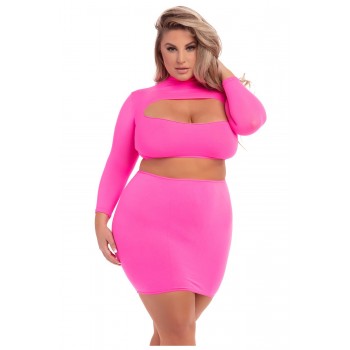 STOP & STARE 2PC SKIRT SET PINK, 3XL/4XL