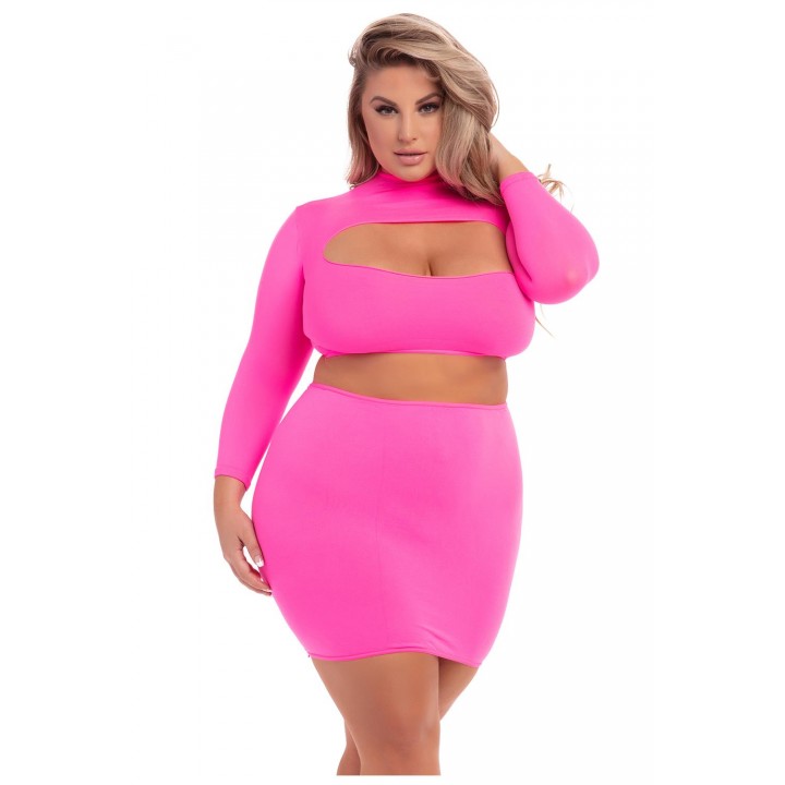 STOP & STARE 2PC SKIRT SET PINK, 3XL/4XL