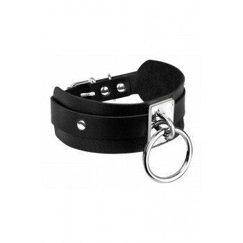 KINKY DIVA O-RING COLLAR BLACK/SILVER