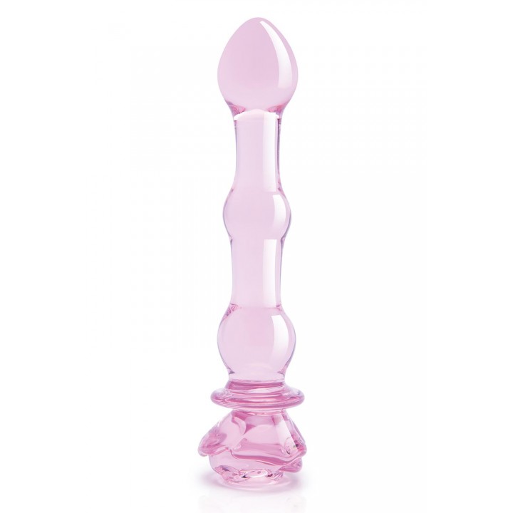 GLAZE GLASS ROSEBUD BEADED DILDO