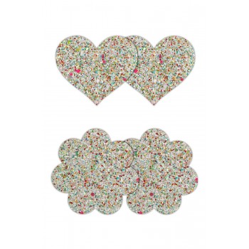 PRETTY PASTIES HEART AND FLOWER GLOW 2 PAIR