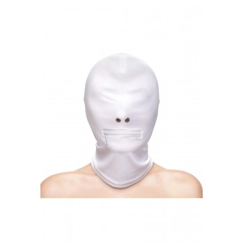 FETISH & FASHION ZIPPERED MOUTH HOOD WHITE