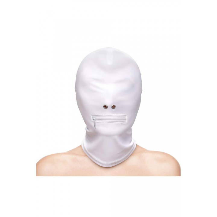 FETISH & FASHION ZIPPERED MOUTH HOOD WHITE