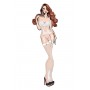 BOMBSHELL BOUDOIR STRAP OVERLAY TEDDY WHITE, L