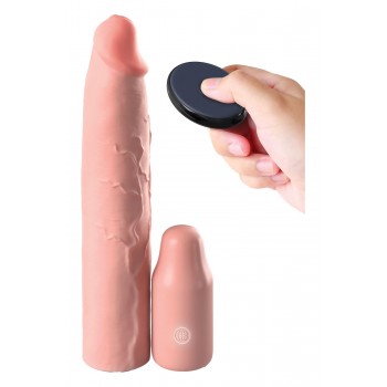 FANTASY X-TENSIONS ELITE 9 INCH SLEEVE VIBRATING 3 INCH PLUG WITH REMOTE LIGHT