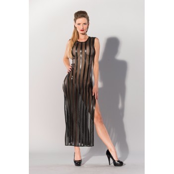 Gp printed datex striped long dress, S