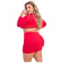 STOP & STARE 2PC SKIRT SET RED, 3XL/4XL