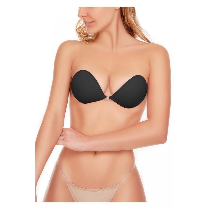 FIT CLOTH ADHESIVE SILICONE BRA BLACK CUP A