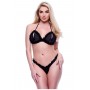 BACI 2PC PEEKABOO BRA & CROTCHLESS G-STRING SET BLACK, M/L