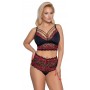 Bra and Briefs black/red 3XL - Cottelli CURVES