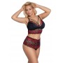 Bra and Briefs black/red 3XL - Cottelli CURVES