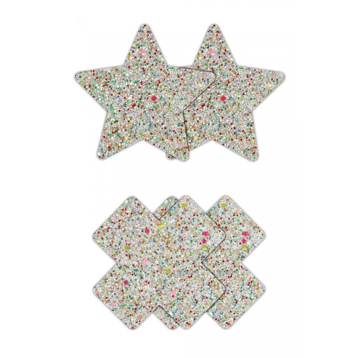 PRETTY PASTIES STAR AND CROSS GLOW 2 PAIR