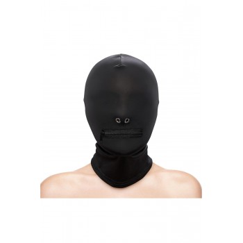 FETISH & FASHION ZIPPERED MOUTH HOOD BLACK