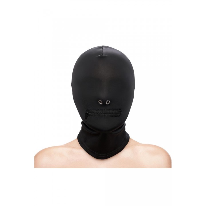 FETISH & FASHION ZIPPERED MOUTH HOOD BLACK