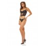 BOMBSHELL BOUDOIR STRAP OVERLAY 2 PC BRA SET BLACK, L